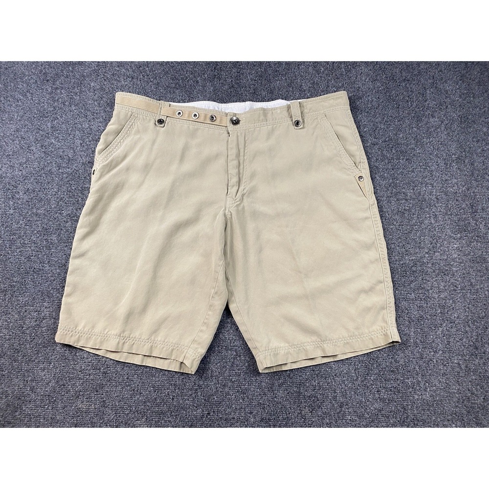 Men's Tulliano Silk Bermuda Shorts 42 Light Brown Snap Adjustable Preppy Studded